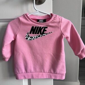 Nike Pink Baby Sweatshirt with Leopard Logo, Size 6 Months, Only Worn Once 💕 🐾